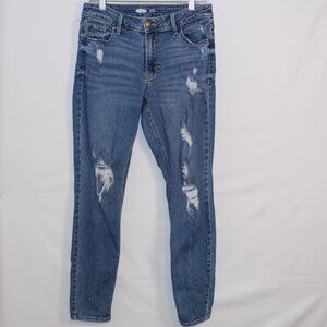 Old Navy Mid-Rise Rockstar Super Skinny distressed denim jeans sz 8